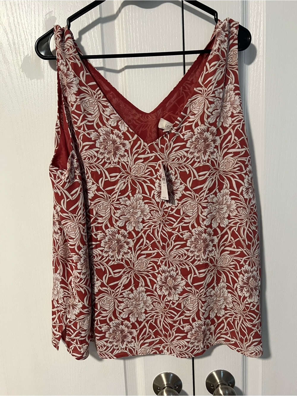 LOFT Red Floral V-Neck Camisole
